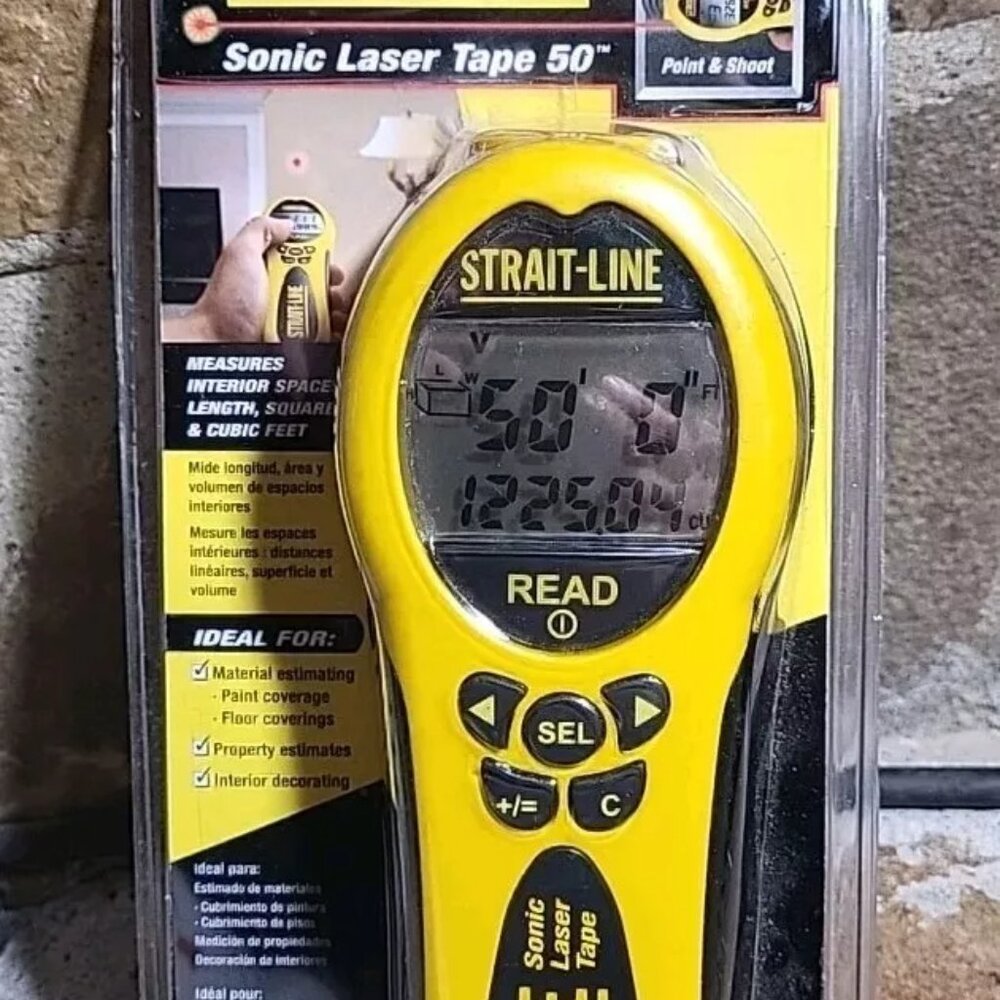 Strait Line Sonic Laser Measure Tape 50' Press Aim Measure